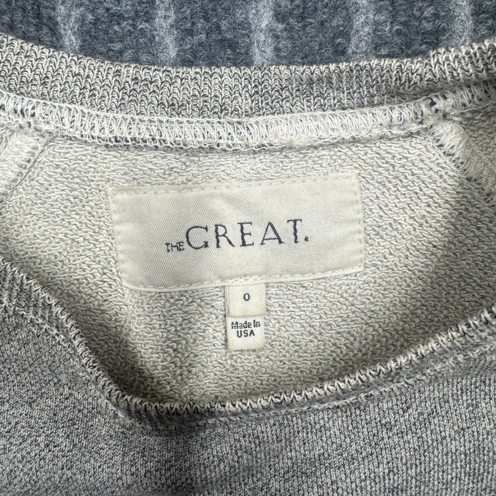 The Great Womens College Sweatshirt Size 0 Gray Raglan Long Sleeve Cotton Blend - Picture 2 of 6